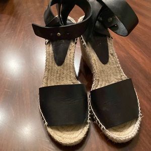 Vince black leather espadrille